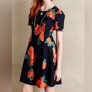 Anthropologie Mcginn Black Floral Dress
